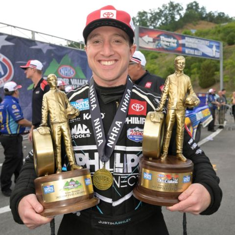 Top Fuel driver Justin Ashley is going for his third Bristol victory in a row during this weekend's Super Grip NHRA Thunder Valley Nationals.