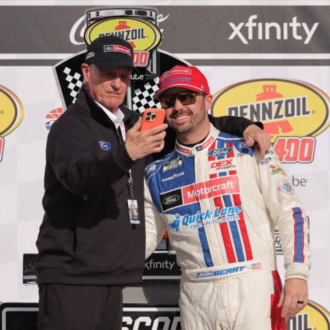 Josh Berry (right) celebrates with team owner Eddie Wood of the famed Wood Brothers after . The legendary team is celebrating its 75th anniversary this season and with Nashville native Berry at the controls of the team's famed No. 21 machine the team is off to a great start with a win and two top-five finishes. They will be one of the teams to watch at the upcoming Food City 500 at Bristol Motor Speedway, April 11-13.