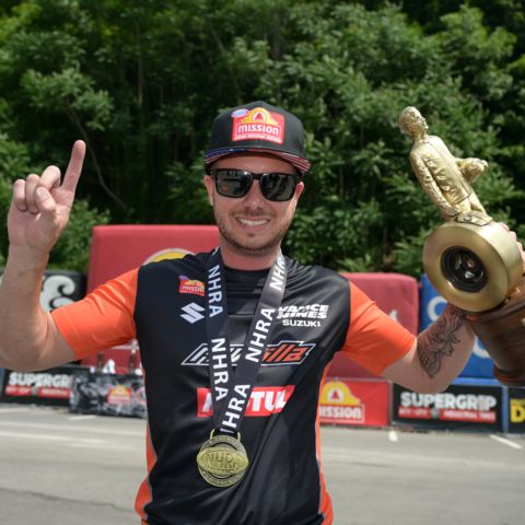 Gaige Herrera had a record setting weekend at Bristol Dragway, extending his consecutive win streak to nine and his consecutive round wins total to 35, tying Bob Glidden in the round wins and breaking the late Dave Schultz' Pro Stock Motorcycle consecutive wins record.