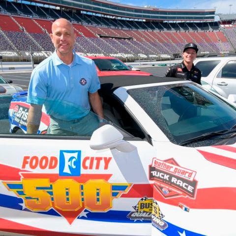 The drivers gave the baseball legends and other VIPs some hot laps around the challenging Bristol Motor Speedway. NHRA Funny Car champ Austin Prock, a former USAC champion on asphalt ovals, gave Atlanta Braves Hall of Famer Tim Hudson a ride in the BMS Chevy Pace Car.