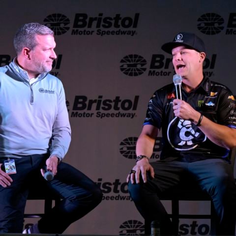 NHRA Funny Car champ Austin Prock was among the drivers on hand to talk about the 2025 season coming to Bristol Motor Speedway and Bristol Dragway. Here he tells BMS President and GM Jerry Caldwell how to make a Funny Car go 341 mph.