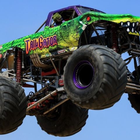 The Gravity-defying Tail Gator driven by Tim Jones always brings fans to their feet at Overdrive Monster Truck shows.