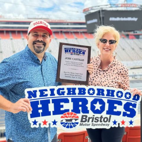 Jose Castillo, track emcee and Team USA host in Paris for the Olympics, was named the BMS Neighborhood Hero for the Tri-Cities region today during a news conference.